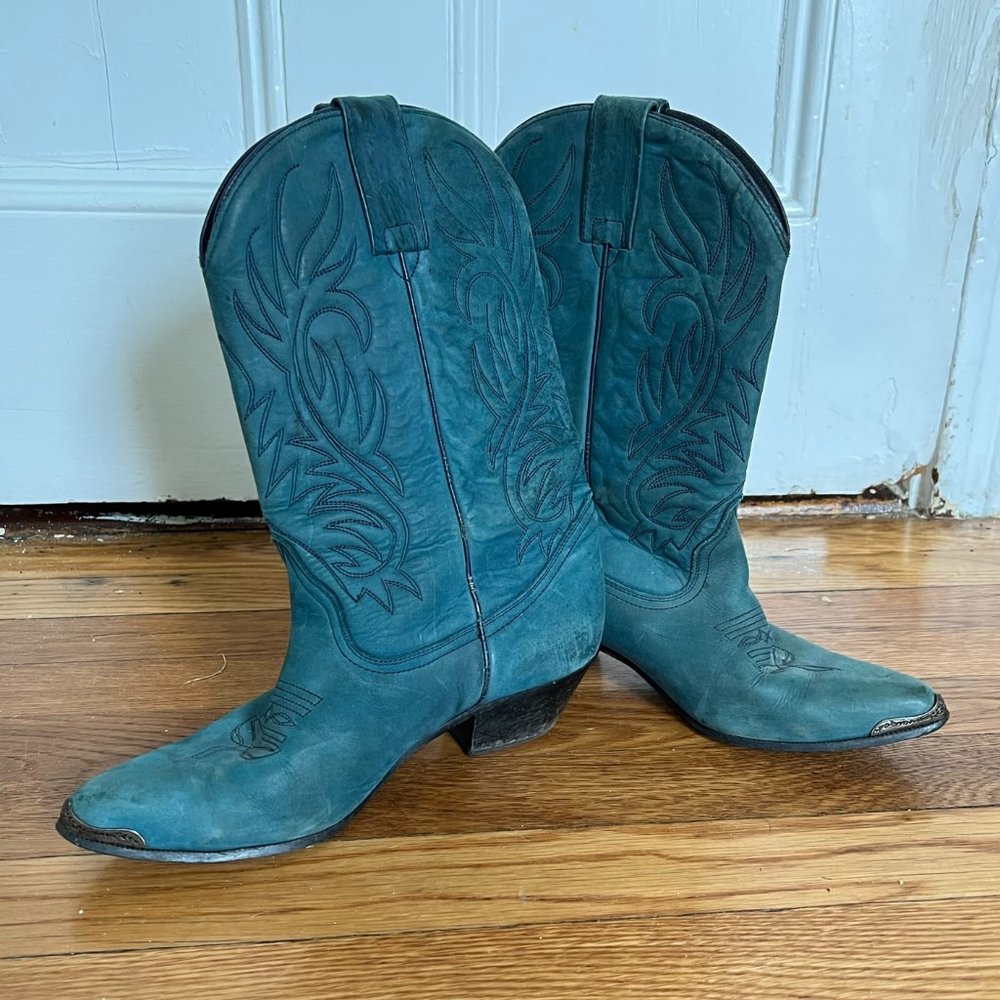 Vintage ACME Kickass Turquoise Cowboy Cowgirl boots